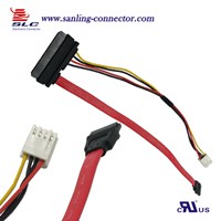 SATA 7+15P Female to 7P SATA Female 4P Housing Wire UL1007 AWG22 SATA Power Cable Assembly