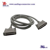 SCSI CN68P Male TO Male 68P Molding Cable Assembly 34P 28AWG AEB  OD9.5MM  Grey